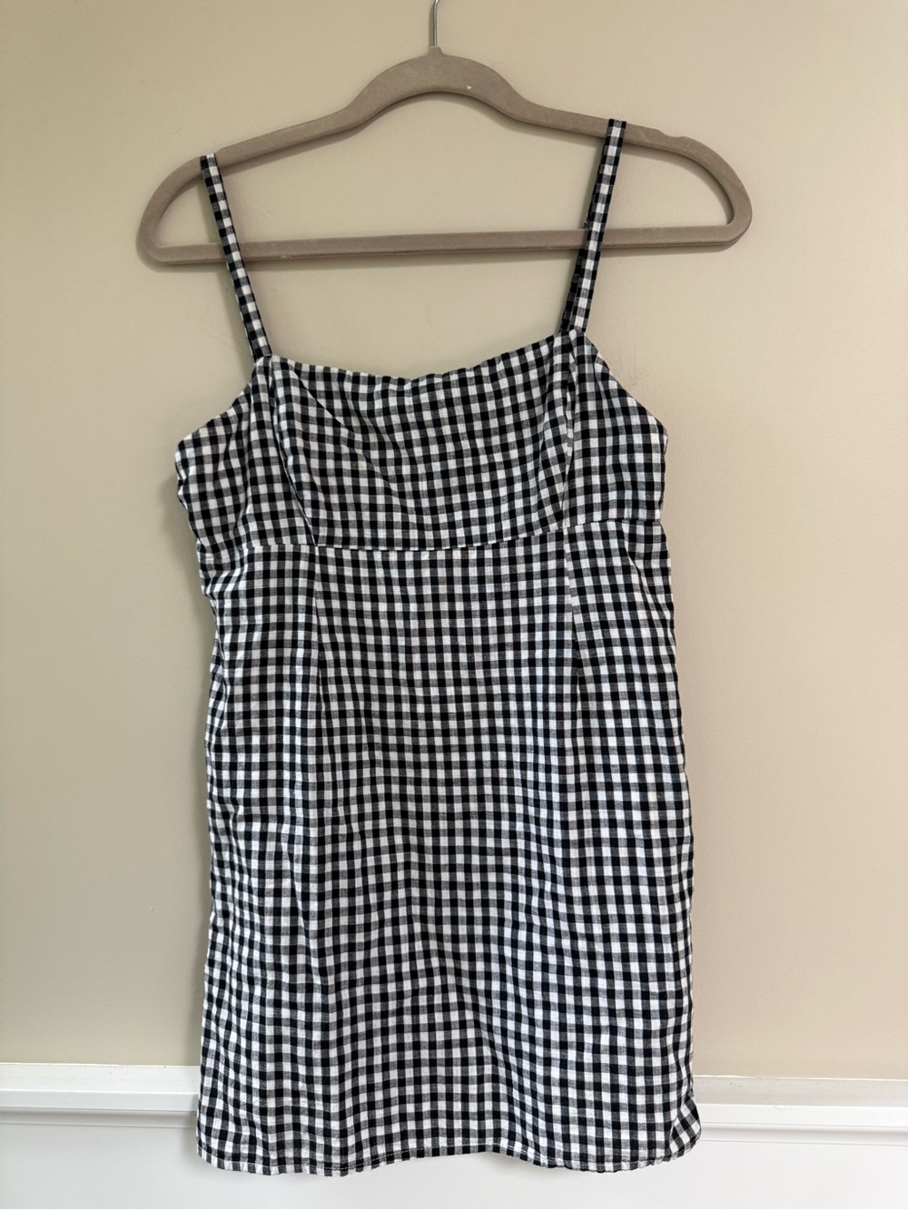 Urban outfitters black & White Gingham Spaghetti Strap Dress